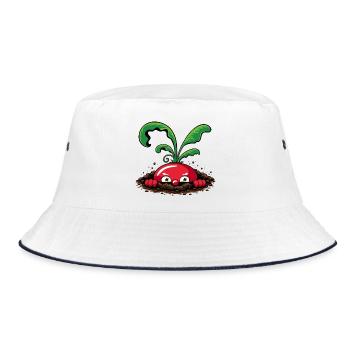 Neugieriges Radieschen aus der Erde  - Bucket Hat - Weiß/Navy - Vorne