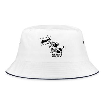 Witzige Kuh Moo Comic Sprechblase - Bucket Hat - Weiß/Navy - Vorne