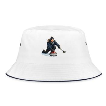 Curlingheld im Eiswind - Bucket Hat - white/navy - Front
