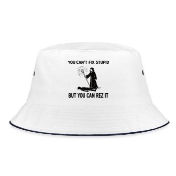 You Can't Fix Stupid – Wizard Healer Design - Bucket Hat - white/navy - Front