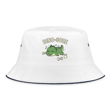 Dino-Quatsch Süßes Fitnessstudio Workout Wunder Dinosaurier - Bucket Hat - Weiß/Navy - Vorne