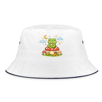 Grenouille douce sur champignon – Ambiance nuit douillette - Bob - blanc/marine - Devant
