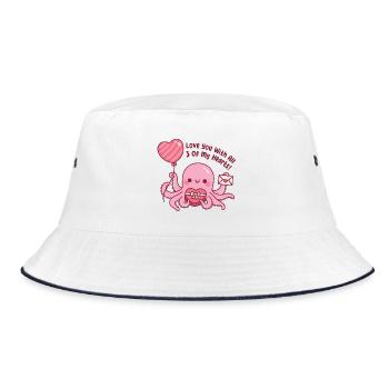 Süßer pinker Oktopus Ich liebe dich mit all meinen drei Herzen - Bucket Hat - Weiß/Navy - Vorne