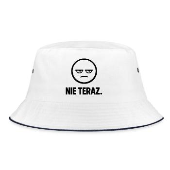 Not Now - minimalist signature - Bucket Hat - white/navy - Front