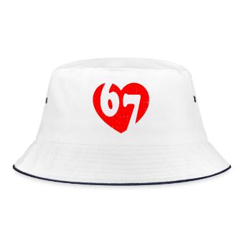Six Seven 67 Meme Cool Valentine’s - Bucket Hat - Weiß/Navy - Vorne