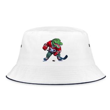 Krokodil Eishockey Alligator - Bucket Hat - Weiß/Navy - Vorne