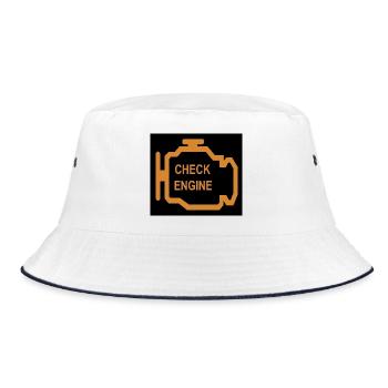 Check Engine Icon in Orange - Bucket Hat - white/navy - Front