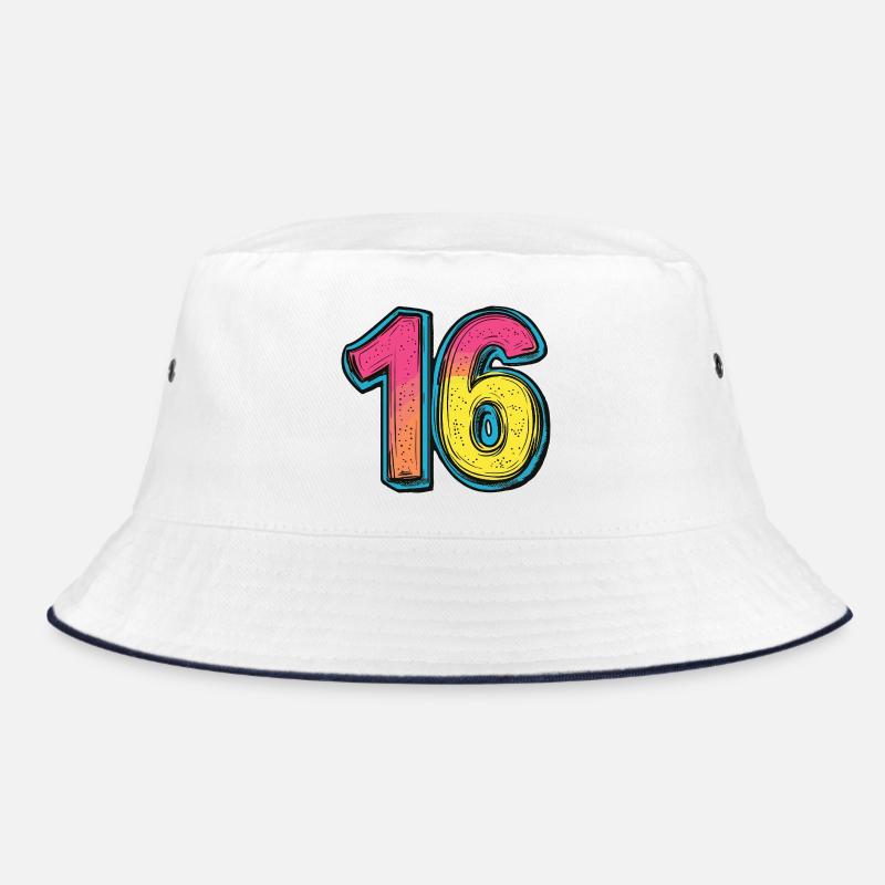 16 Zahl Bunt Bucket Hat