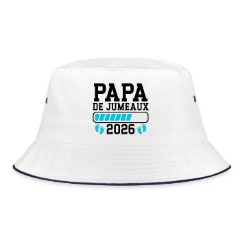 Aktueller Vater kündigt den Vater der Zwillinge 2026 an - Bucket Hat - Weiß/Navy - Vorne