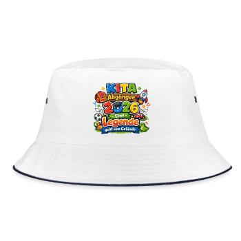 Kita Abgänger 2026 Legende verlässt Gelände - Bucket Hat - Weiß/Navy - Vorne