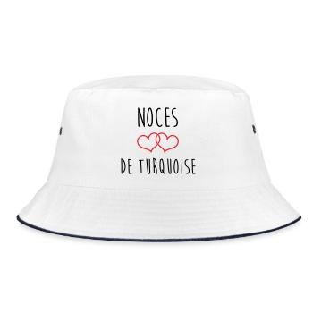Turquoise Wedding 18 Years of Marriage - Bucket Hat - white/navy - Front