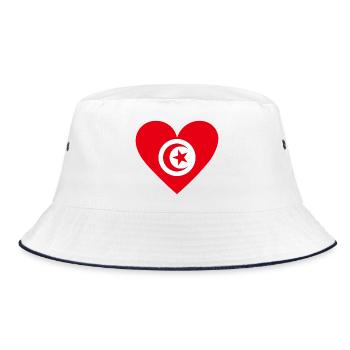 Herz Halbmond Stern - Bucket Hat - Weiß/Navy - Vorne
