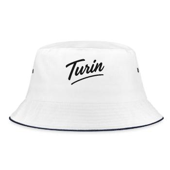 Turin Script Hand Lettering - Bucket Hat - white/navy - Front