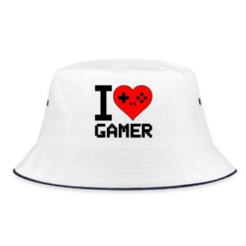 Heart with Game Controller Silhouette - Bucket Hat - white/navy - Front