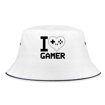 I Love Gamer - Bucket Hat - white/navy - Front