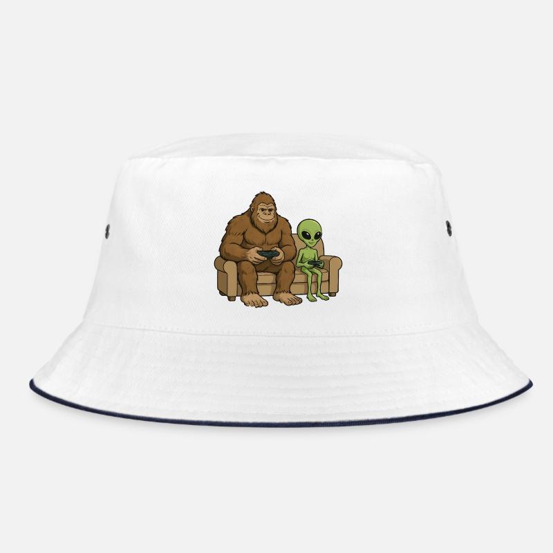 Bigfoot Alien Plays Video Game Gaming Sasquatch Bucket Hat