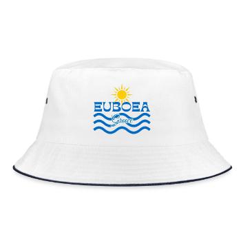 Euboea Greece Sun Waves Logo - Bucket Hat - white/navy - Front