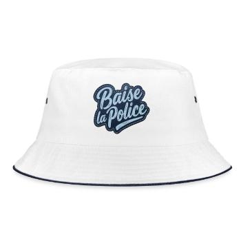 Baise la Police »Patch« Patch | ACAB - Bucket Hat - Weiß/Navy - Vorne