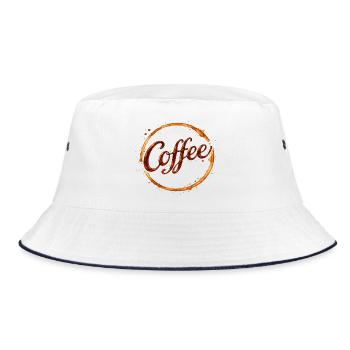 Coffee Tassen Abdruck Illustration - Bucket Hat - Weiß/Navy - Vorne