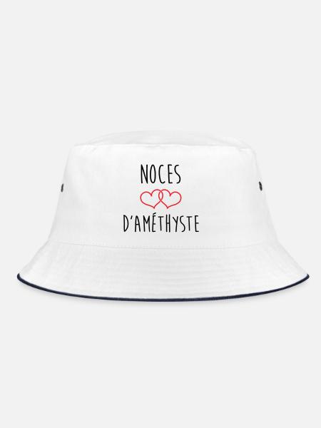 Amethyst Wedding 48 Years of Marriage - Bucket Hat - white/navy - Front