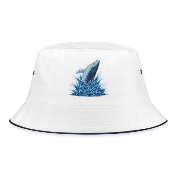 Waleschwung im Wasserwirbel - Bucket Hat - Weiß/Navy - Vorne