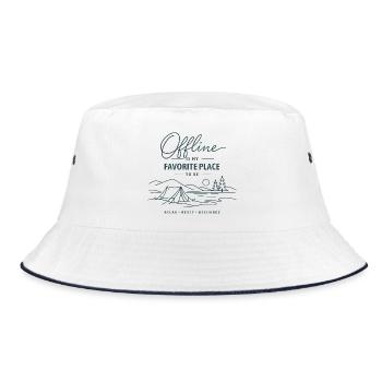 Offline is my favorite place - camping - Bucket Hat - white/navy - Front