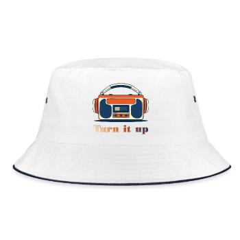 Turn It Up Vintage Radio - Bucket Hat - white/navy - Front