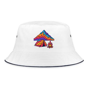 Neon Mountains Tent Camp Fire - Bucket Hat - white/navy - Front