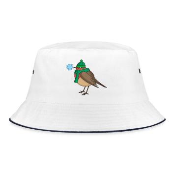 Der Vogel und der Winter - Bucket Hat - Weiß/Navy - Vorne
