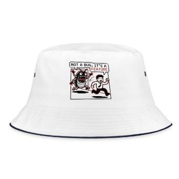 Funny Developer T-Shirt, Not a Bug, Hoodie Mug - Bucket Hat - white/navy - Front