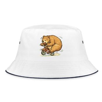 Bear on bicycle frenzy - Bucket Hat - white/navy - Front
