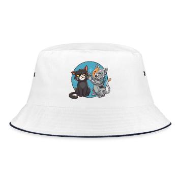 Chat and Robot - Bucket Hat - white/navy - Front