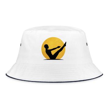Navasana Yoga Boot Pose Silhouette Sonne - Bucket Hat - Weiß/Navy - Vorne