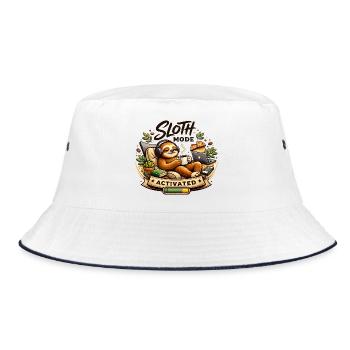 Sloth Mode Activated: Cozy Tech - Bucket Hat - white/navy - Front