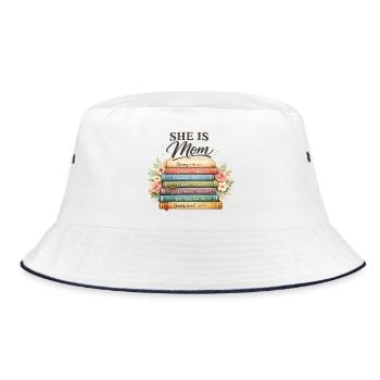 Bible Verse Mom Shirt – Strong Beautiful Chosen - Bucket Hat - white/navy - Front