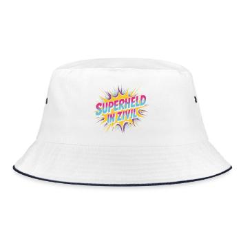 Superheld In Zivil Superhero Superhelden Kostüm - Bucket Hat - Weiß/Navy - Vorne