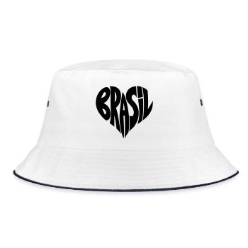 Brasil, Brazil Heart Typography - Bucket Hat - white/navy - Front