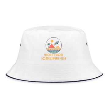 Working from anywhere – retro journey - Bucket Hat - white/navy - Front