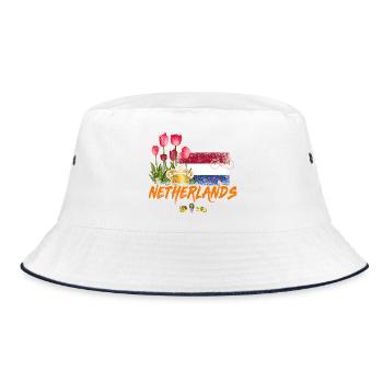 Souvenir de tulipe du drapeau néerlandais vintage des Pays-Bas - Bob - blanc/marine - Devant
