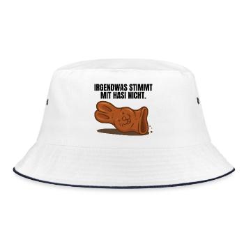 Irgendwas stimmt mit Hasi nicht Ostern - Bucket Hat - Weiß/Navy - Vorne