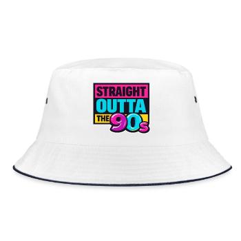Straight Outta The 90s Neon - Bucket Hat - Weiß/Navy - Vorne