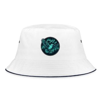 Rabe im Nachtwald-Emblem - Bucket Hat - Weiß/Navy - Vorne