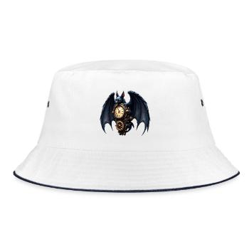 Steampunk watchmaker bat - Bucket Hat - white/navy - Front