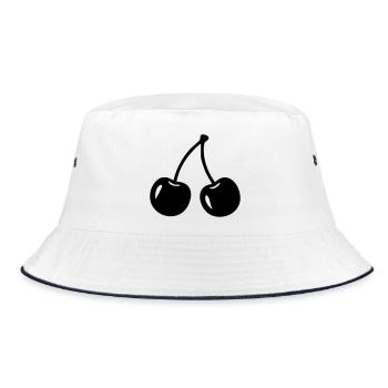 Kirsch-Silhouette – Süßes Fruchtdesign - Bucket Hat - Weiß/Navy - Vorne