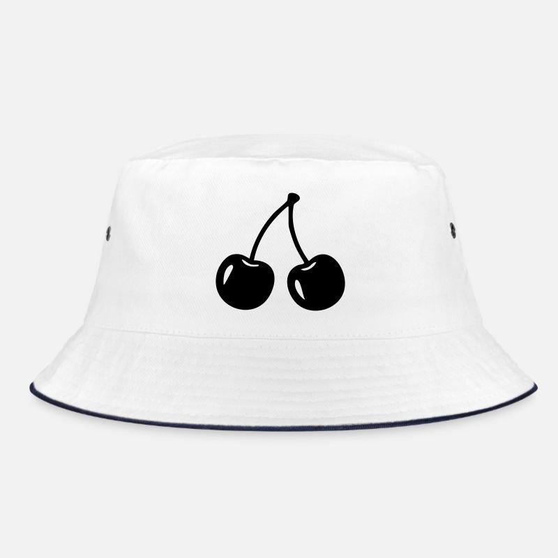 Cherry Silhouette – Sweet Fruit Design - Bucket Hat - white/navy