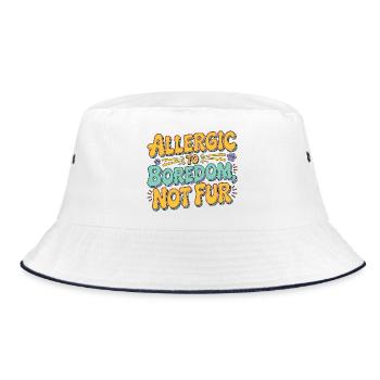 Vet Tech Allergic To Boredom Not Fur Pet Care Tech - Bucket Hat - Weiß/Navy - Vorne