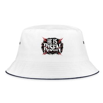 He is risen - Bucket Hat - Weiß/Navy - Vorne