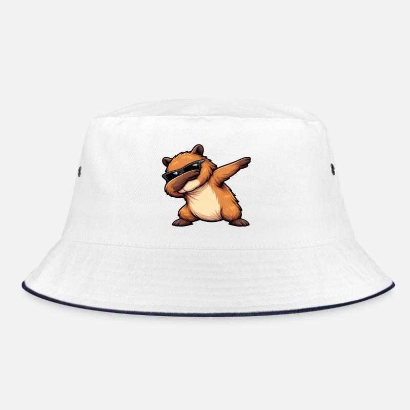Dabbing Capybara - Bucket Hat - Weiß/Navy