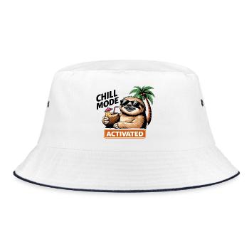 Tropical Sloth Activated Vibes - Bucket Hat - white/navy - Front