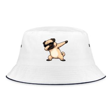 Dabbing Pug - Bucket Hat - white/navy - Front